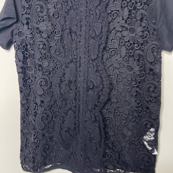 N.21 Short Sleeve Laced Pullover Blouse Black Womens 42 US 6 M - Picture 3 of 6
